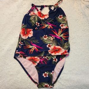 Kona Sol (Target) 14W NWOT floral one piece swimsuit